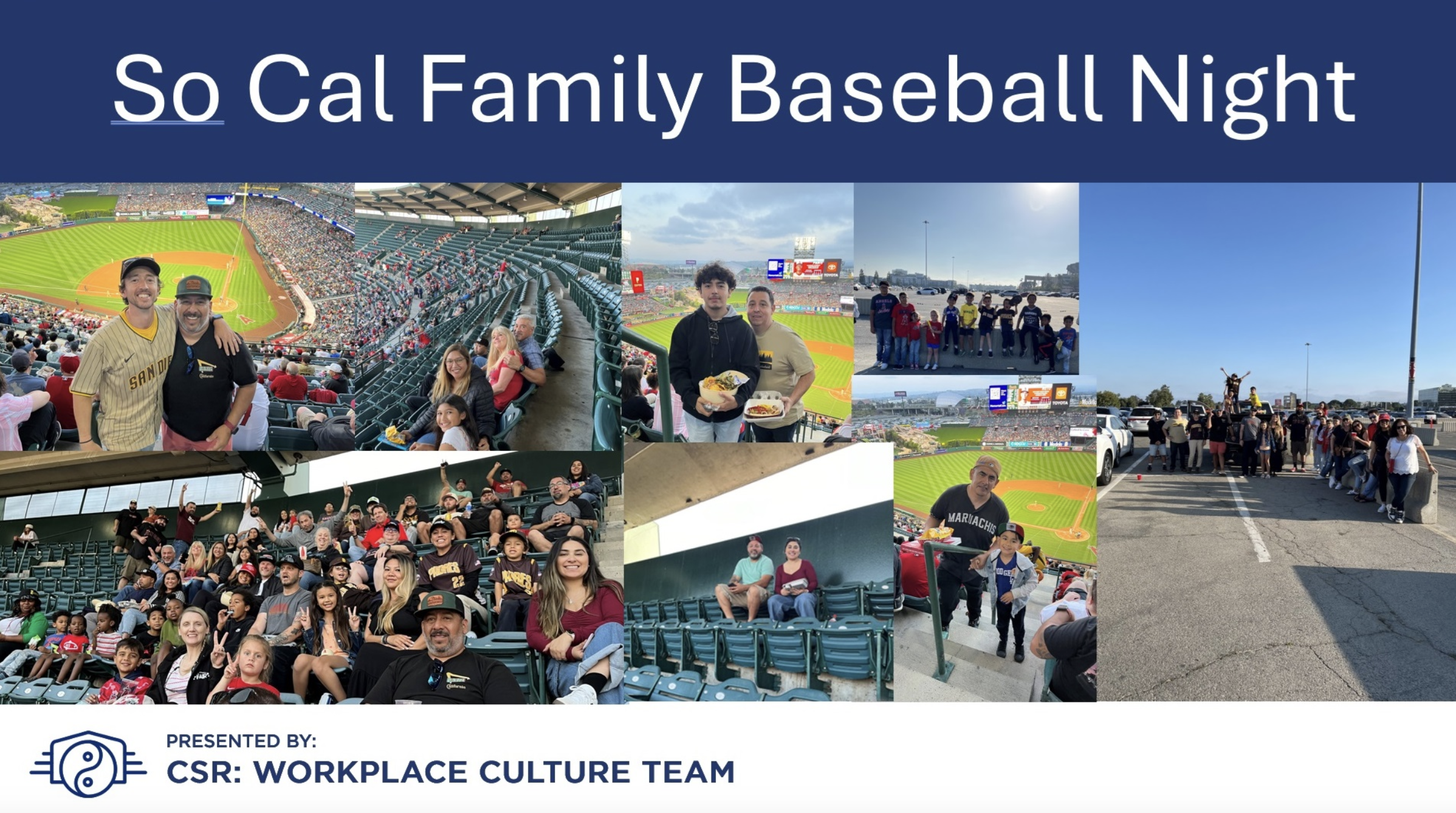 Collage of photos from the SoCal Family Baseball Night